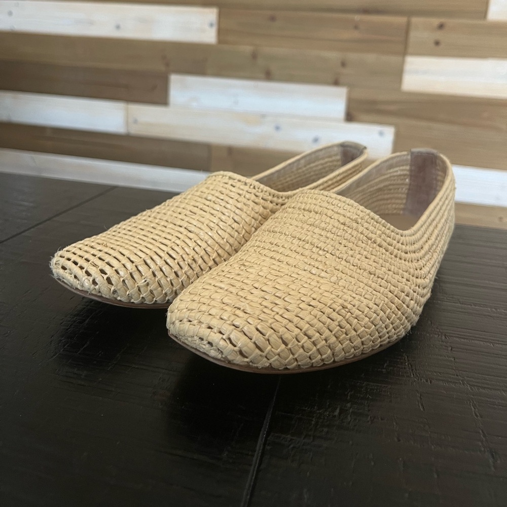 Zara Raffia Rafia Woven Jute Natural Ballet Flats SZ 40 - Picture 2 of 6